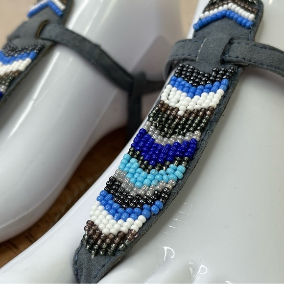 GH Bass & Co Beaded T-Strap Sandals-Blue/Gray-Womens 7-Summer-Spring-Casual-Cute - Picture 6 of 10